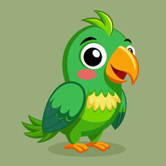 Cute Green Parrot cartoon vector illustration
