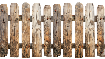 wooden fence isolated on white or transparent png