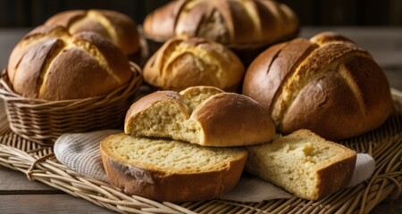 Fototapeta na wymiar Bread Basket Delight - Freshly Baked Goodness