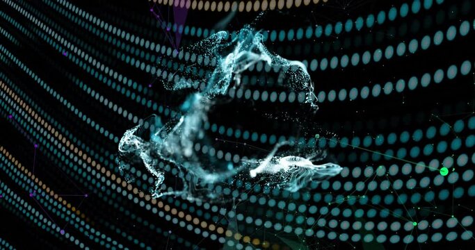 Animation of smoke and light trails on dark background