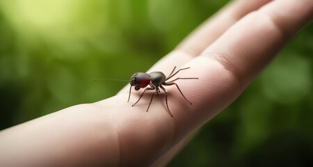  A tiny creature finds a resting spot on a human hand
