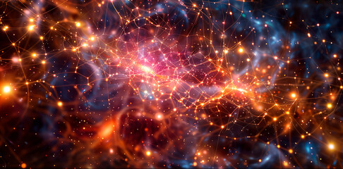 A fantastic conceptual picture of star formation and connections in the universe - obrazy, fototapety, plakaty