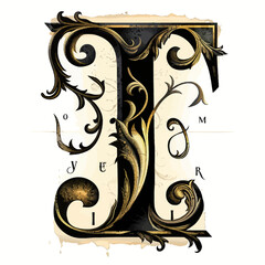 I Victorian Letter with ornament