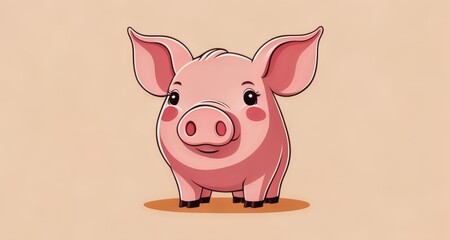 Cute cartoon pig with a big smile!