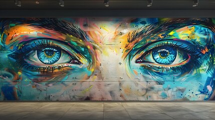Colorful Graffiti Style Painting of Womans Expressive Eyes