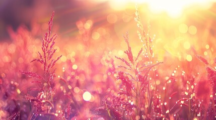 riceberry on blur rice field in sun light for background - obrazy, fototapety, plakaty