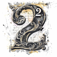 2 Victorian Number with ornament