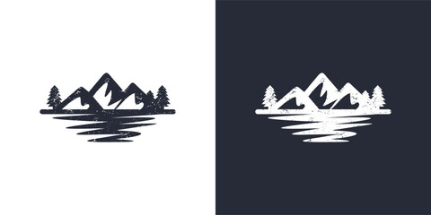 Fototapeta premium mountain logo vector icon illustration. mountain logo design template element with tree