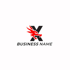 design logo creative letter X and dragon head
