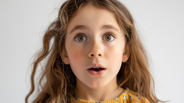 Retrato de una niña  con expresión sorpresa