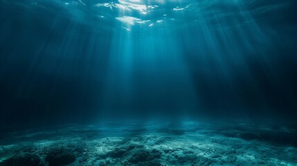 underwater empty dark blue background - obrazy, fototapety, plakaty