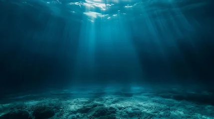 Fotobehang underwater empty dark blue background © NOMI