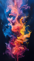 Abstract Fluid art with CMYK colors  made with Generative AI
