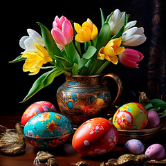 still life with easter eggs