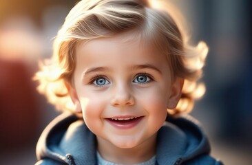 happy little boy smiling face closeup