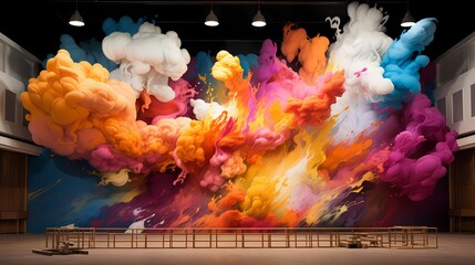 A visually striking image of a whiteboard transformed into a large-scale mural, featuring a mix of abstract and representational elements. - obrazy, fototapety, plakaty