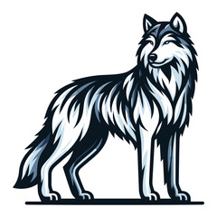 Obraz premium Wild wolf dog full body design vector illustration, animal wildlife template isolated on white background