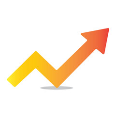 Angled dynamic arrow increase and recession part upward pointer progress growth yellow realistic 3d icon vector illustration. Abstract graph success positive trend business achievement growth analysis