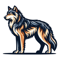 Obraz premium Wild wolf dog full body design vector illustration, animal wildlife template isolated on white background