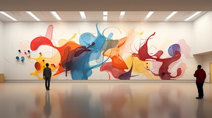 A visually striking image of a whiteboard transformed into a large-scale mural, featuring a mix of abstract and representational elements.