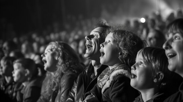 The Crowd Is Fully Engrossed In The Show With Wideeyed Children Sitting On Their Parents Shoulders And Older Folks Tapping Their Feet To The Lively Music. The Atmosphere Is