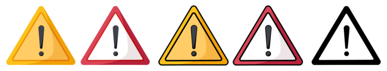 Isolated caution, warning sign vector icon with editable stroke, multiple colors for alert, danger, hazard, precaution, notice, safety, risk, signal, safety business, web, UI, mobile, app, gaming