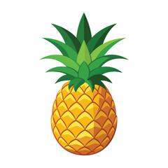 Fresh Pineapple Vector Illustration on White Background