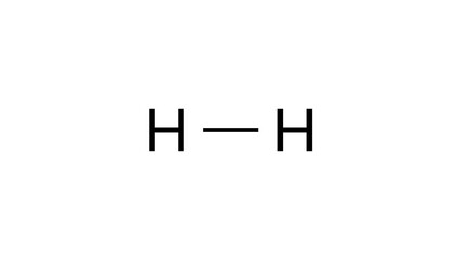 hydrogen molecule, structural chemical formula, ball-and-stick model, isolated image dihydrogen
