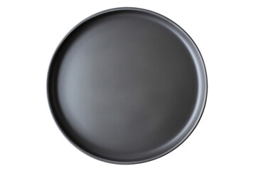 Fototapeta na wymiar Top view, empty ceramic plate Gray round plate isolated on transparent background.