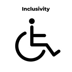 Inclusivity. Man in a wheelchair black line icon. Disabled, handicap sign. Trendy flat isolated symbol, for: illustration, infographic, logo, app, banner, web design, dev, ui, ux, gui. Vector EPS 10
