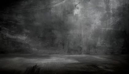 Fotobehang Abstract dark grungy wall backdrop. Blank black concrete textured wall © hardvicore