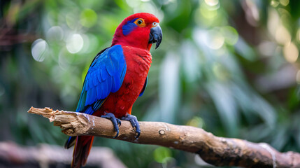 female red and blue captive eclectus parrot
