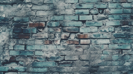 Old brick wall with chipping natural stone