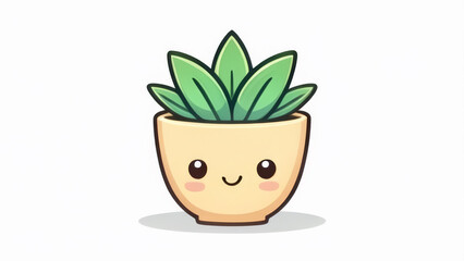 Illustration of a succulent in a pot on a white background