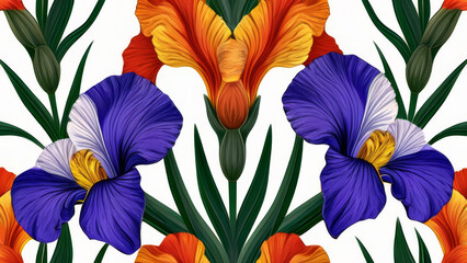 Seamless pattern with colorful pansies. Floral background.