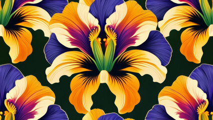 Fototapeta na wymiar Seamless pattern with colorful pansies. Floral background.