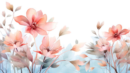 Flower watercolor art background vector. Generative AI
