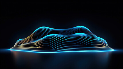 abstract minimal neon background with glowing wavy line. - obrazy, fototapety, plakaty