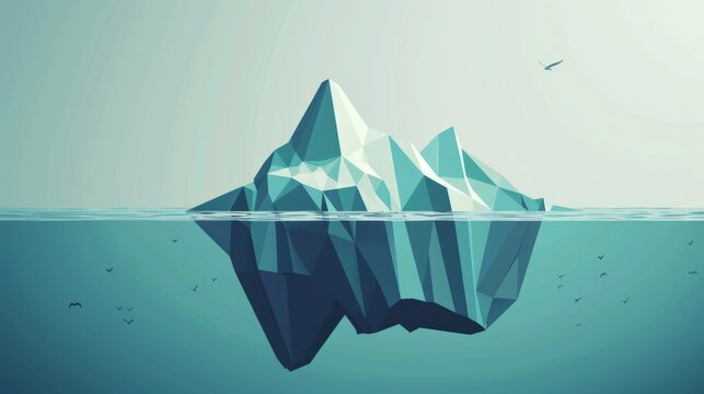 The iceberg principle visually depicts the concept of hidden depth and underlying factors with a focus on simplicity and clarity. Generative AI technology