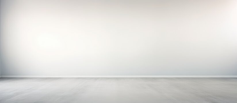 An empty room with a white wall and floor. The light grey background creates a muted ombre pattern, blending into the blurred texture of the abstract interior.