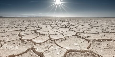 dry scorched earth with cracks after a period of drought, Generative AI