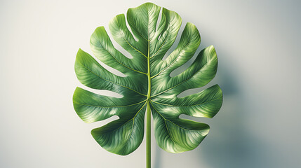 Big monstera leaves on white background. Image generated by AI