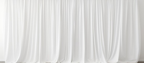 A temporary white curtain hangs in front of a window, gently swaying in the breeze. The soft fabric partially obscures the view outside, adding a touch of privacy to the room.