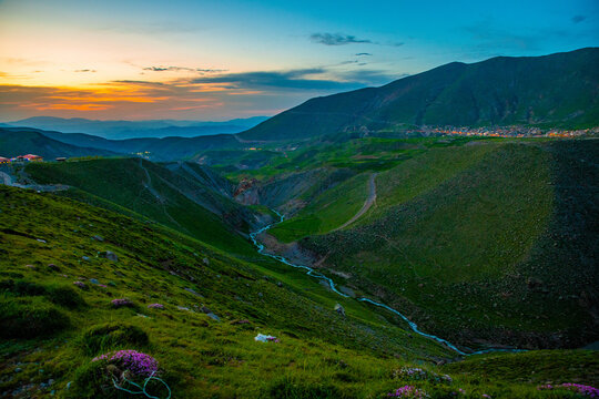 Sundown Glow on the Rolling Hills of Ardabil Province, Iran
