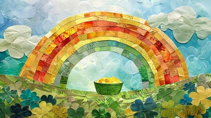 Pot of Gold Rainbow Art Collage

