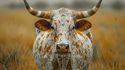 A Watusi cow of African origin - obrazy, fototapety, plakaty