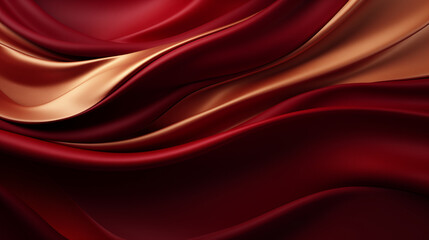 Obraz premium Elegant waves of red and golden silk fabric, creating a luxurious and sensual texture