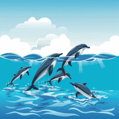 Dive into the Deep Blue: Captivating Dolphin Vector Illustrations. Perfect for Adding Playfulness to Your Designs.