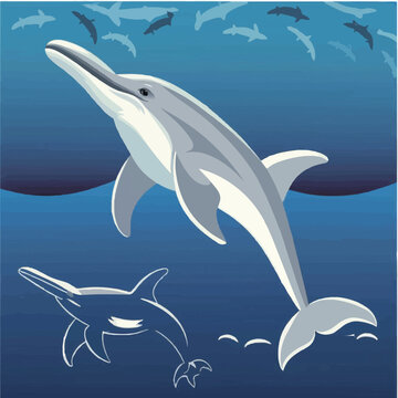 Dive into the Deep Blue: Captivating Dolphin Vector Illustrations. Perfect for Adding Playfulness to Your Designs.