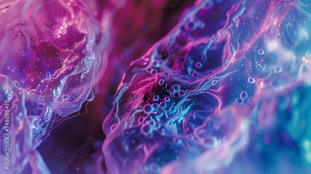 Poster a detailed closeup of an ultrasound image showing flow in the umbilical cord with aigenerated color 